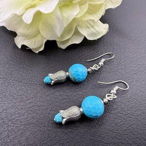 Turquoise and Silver Drop Earrings